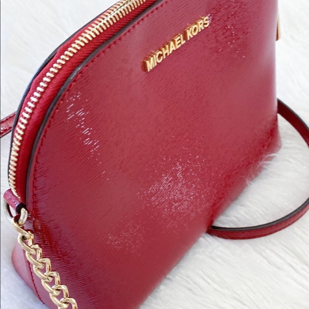 Michael Kors Authentic red & black patent dome crossbody purse  bundle deal - Picture 6 of 16
